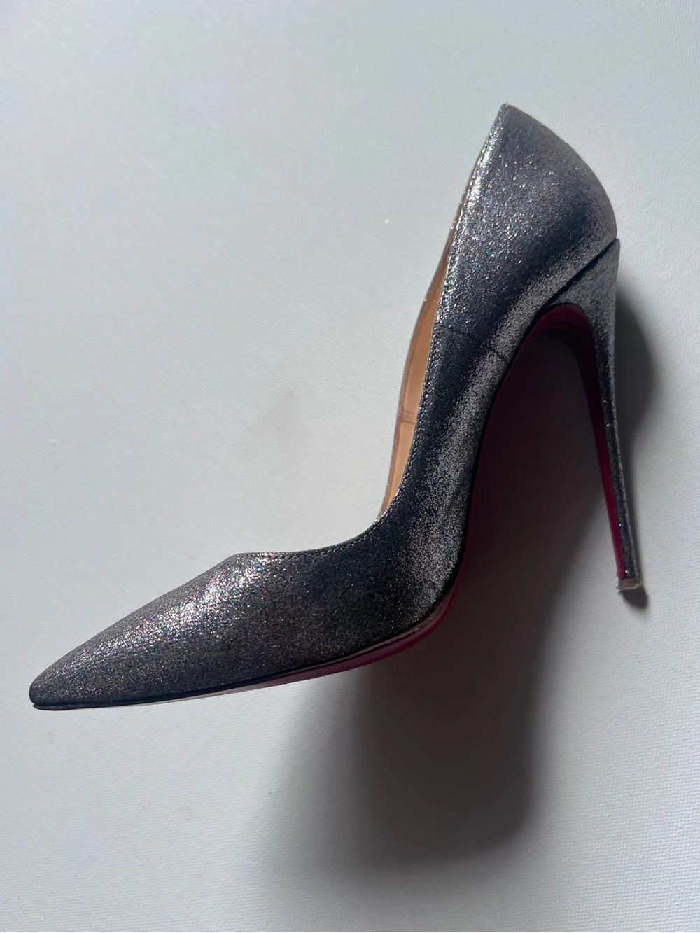 Christian Louboutin So Kate 120 Silver Glitter Pumps size 38